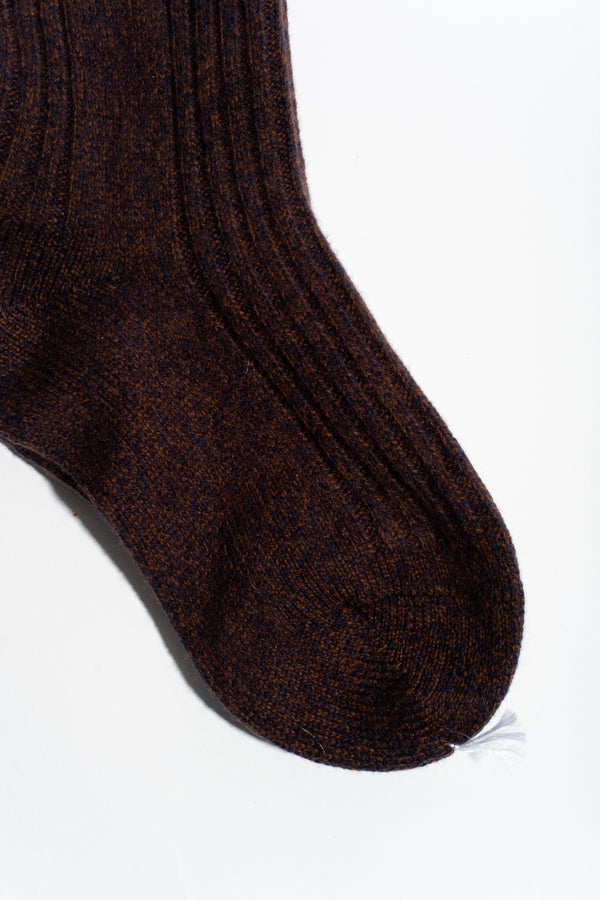 Wool + Cashmere Sock in Brown