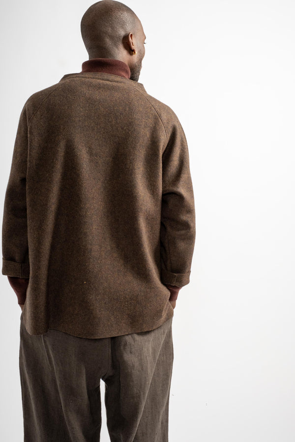 Compressed Wool Knit Pullover in Olive Heather