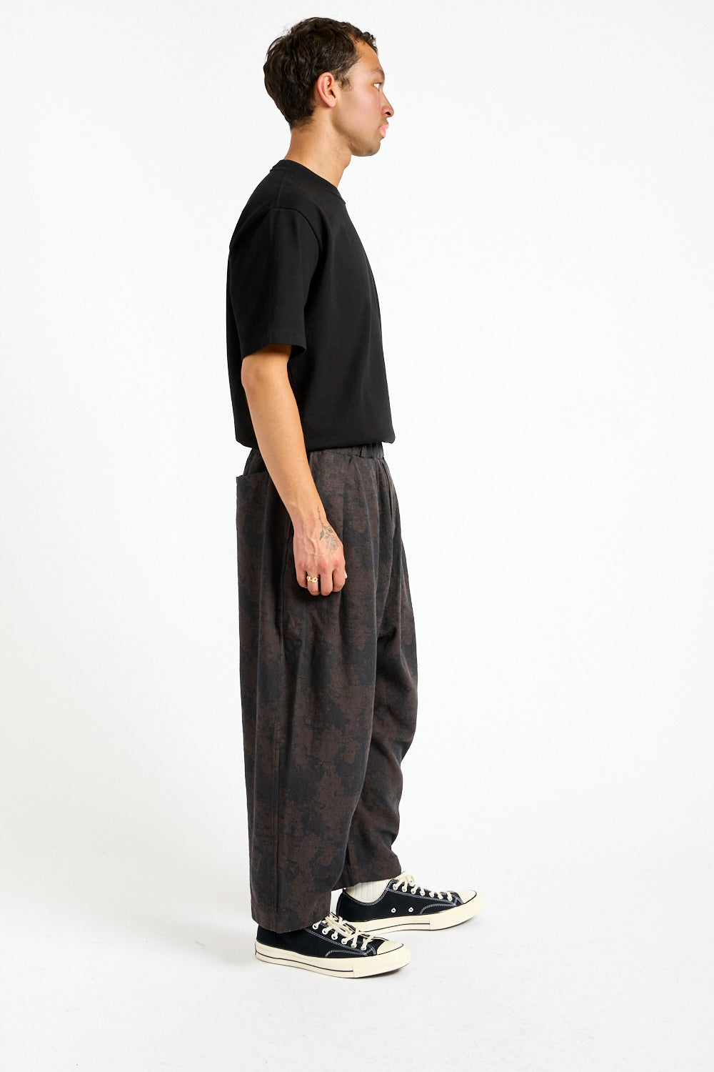 Jacquard Pants in Charcoal Brown