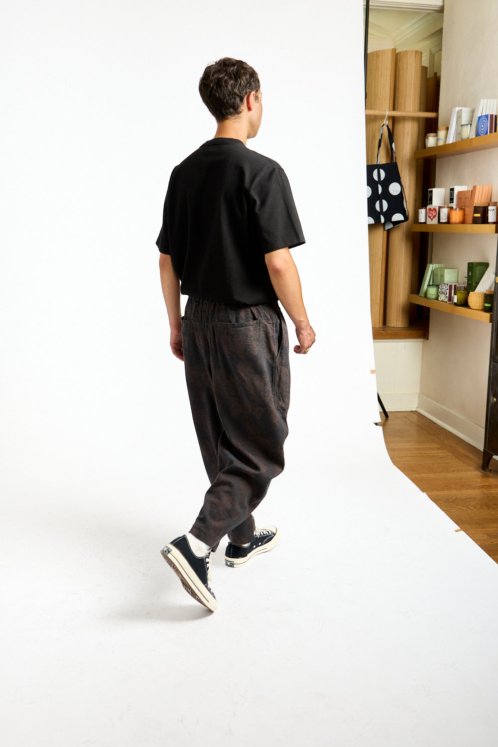 Jacquard Pants in Charcoal Brown