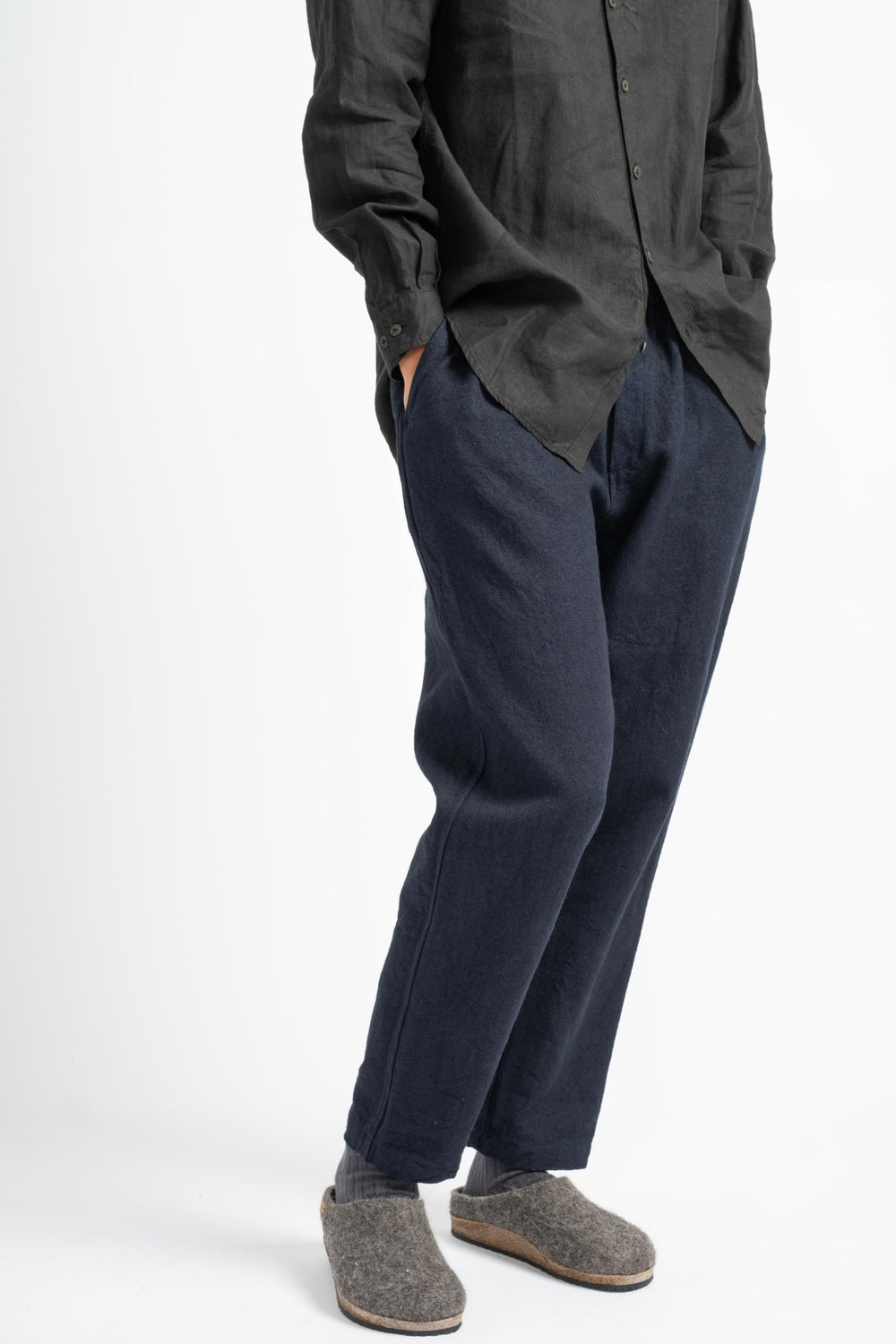 Long Flax Ramie Pant in Dark Navy