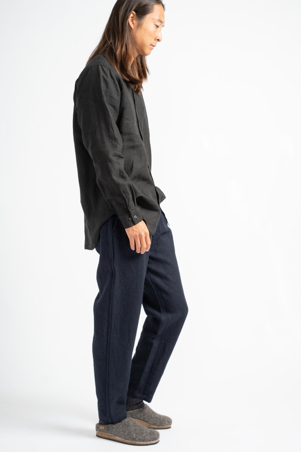 Long Flax Ramie Pant in Dark Navy