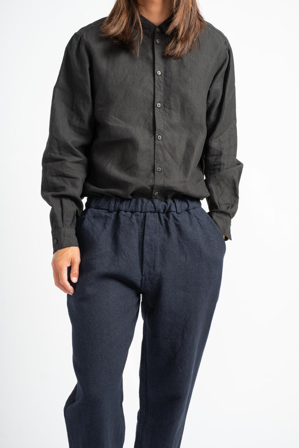 Long Flax Ramie Pant in Dark Navy