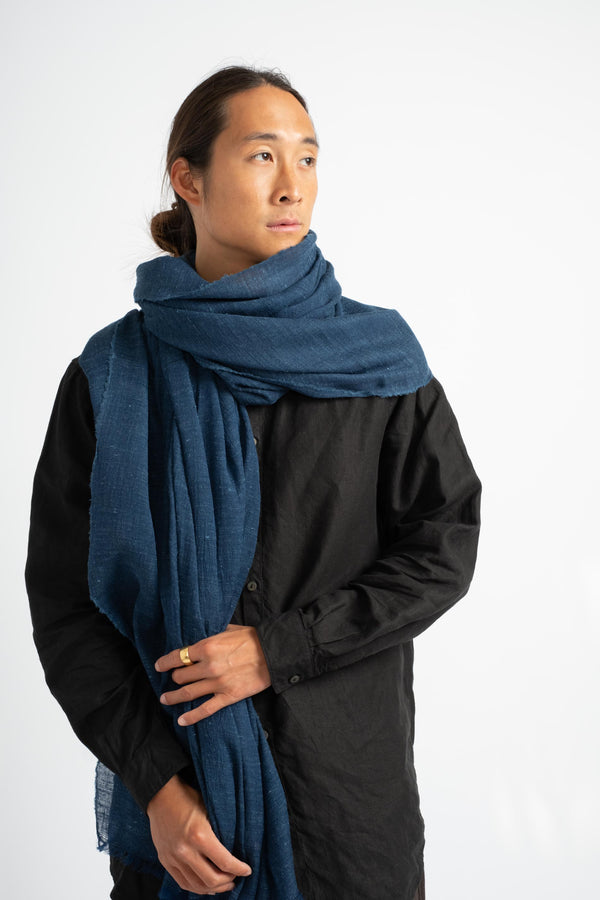 Nasi Silk Shawl in Dark Natural Indigo