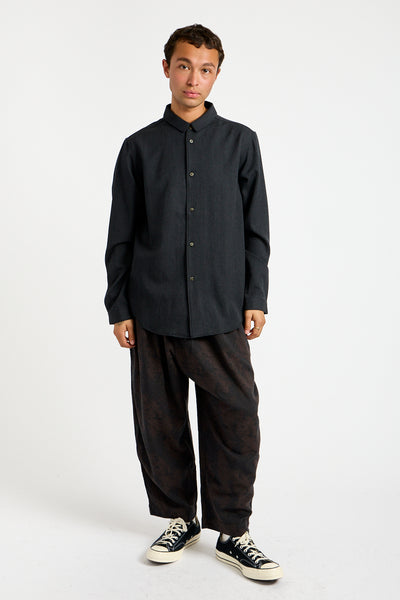Stretch NM Wool Shirt in Charcoal