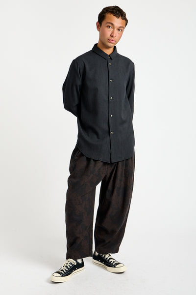 Stretch NM Wool Shirt in Charcoal