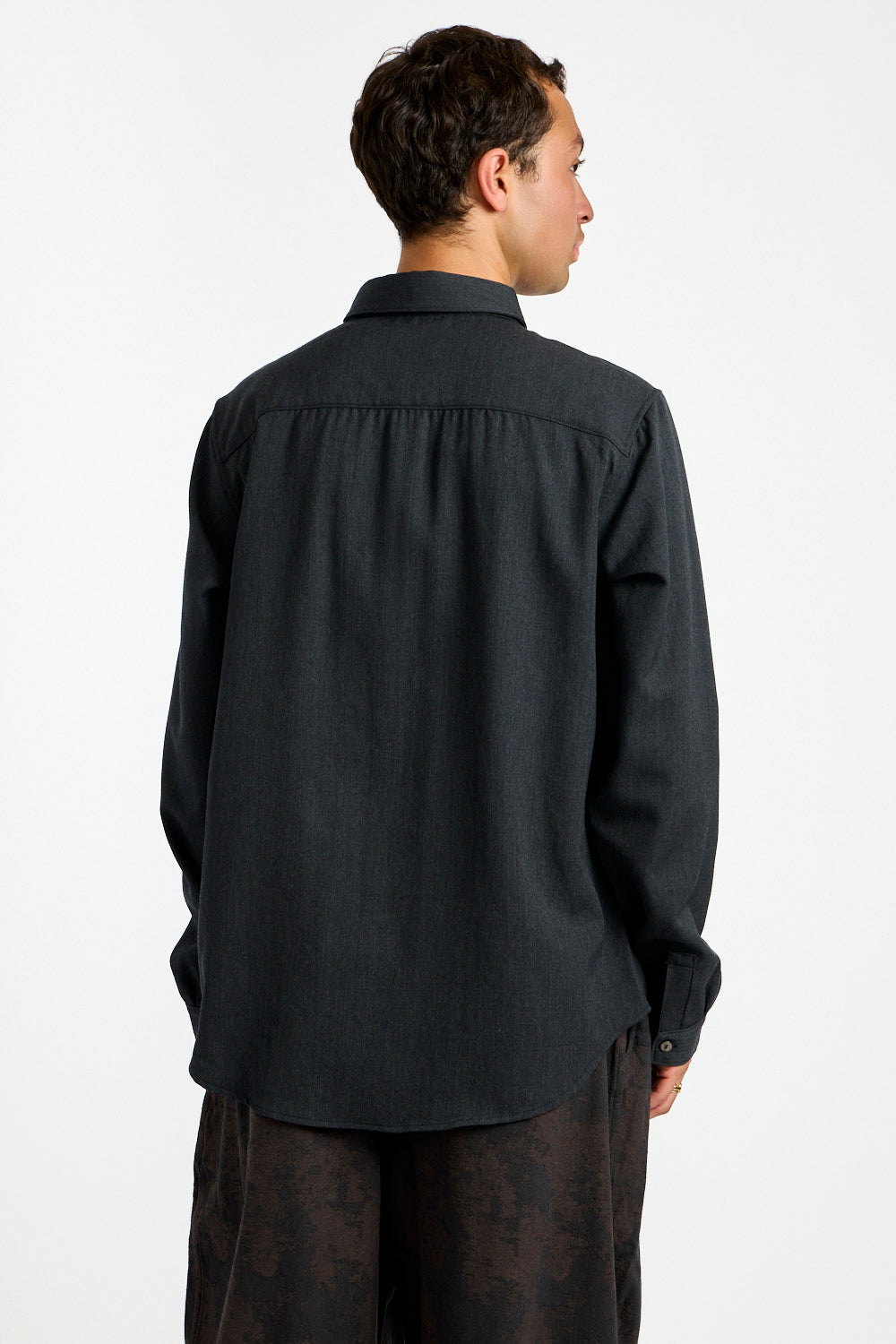 Stretch NM Wool Shirt in Charcoal