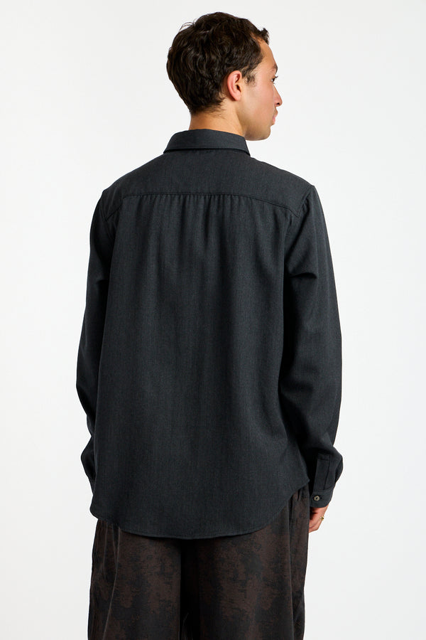 Stretch NM Wool Shirt in Charcoal