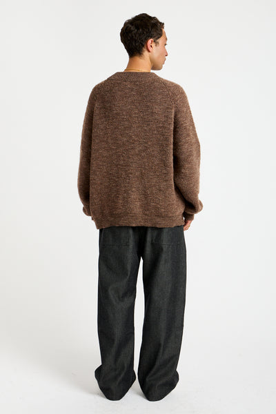 Uruguay Slub Wool Sweater in Brown Heather
