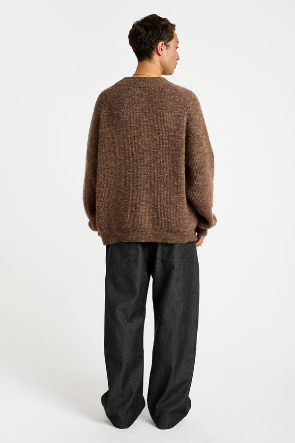 Uruguay Slub Wool Sweater in Brown Heather