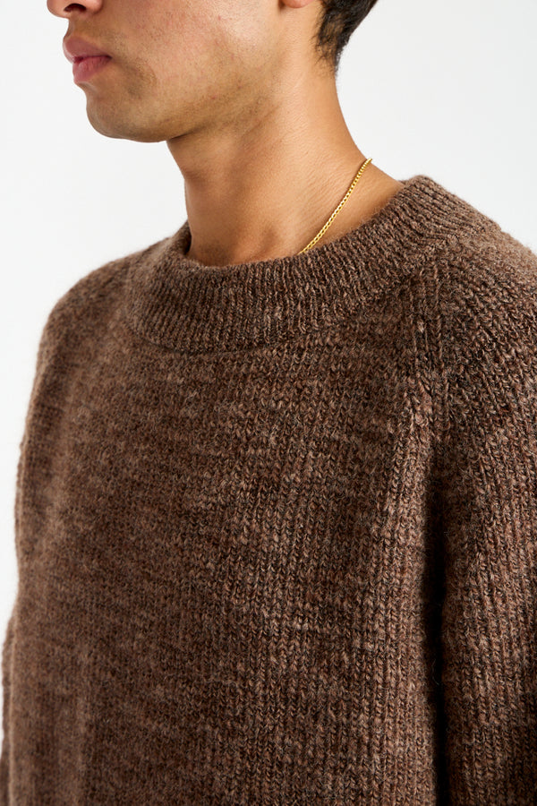 Uruguay Slub Wool Sweater in Brown Heather