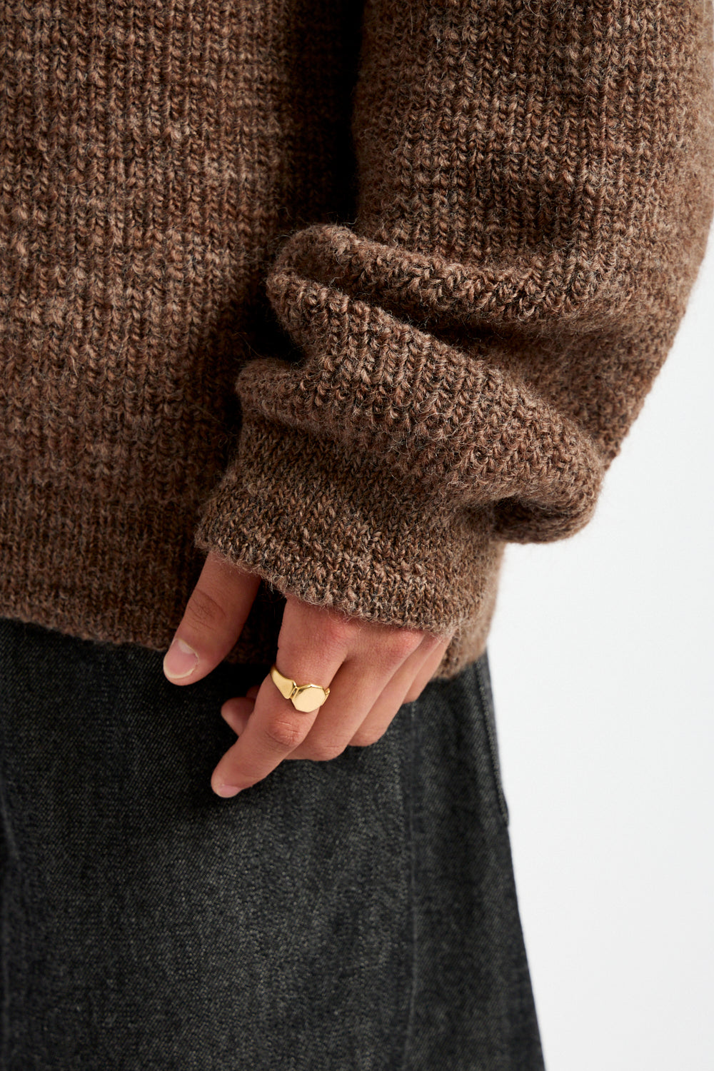 Uruguay Slub Wool Sweater in Brown Heather