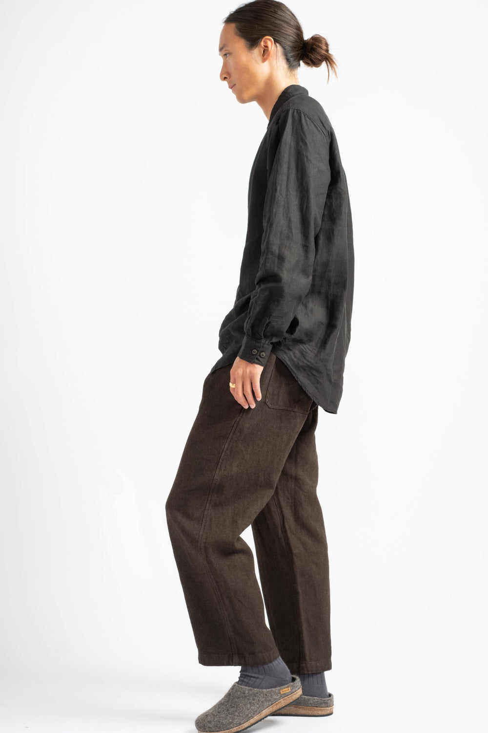 Wide Flax Ramie Pant in Mud