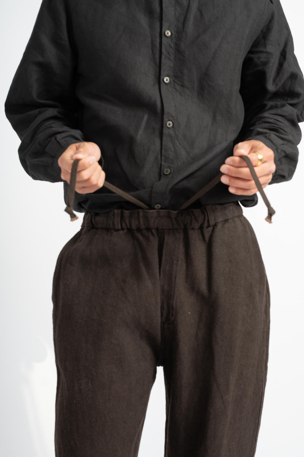 Wide Flax Ramie Pant in Mud