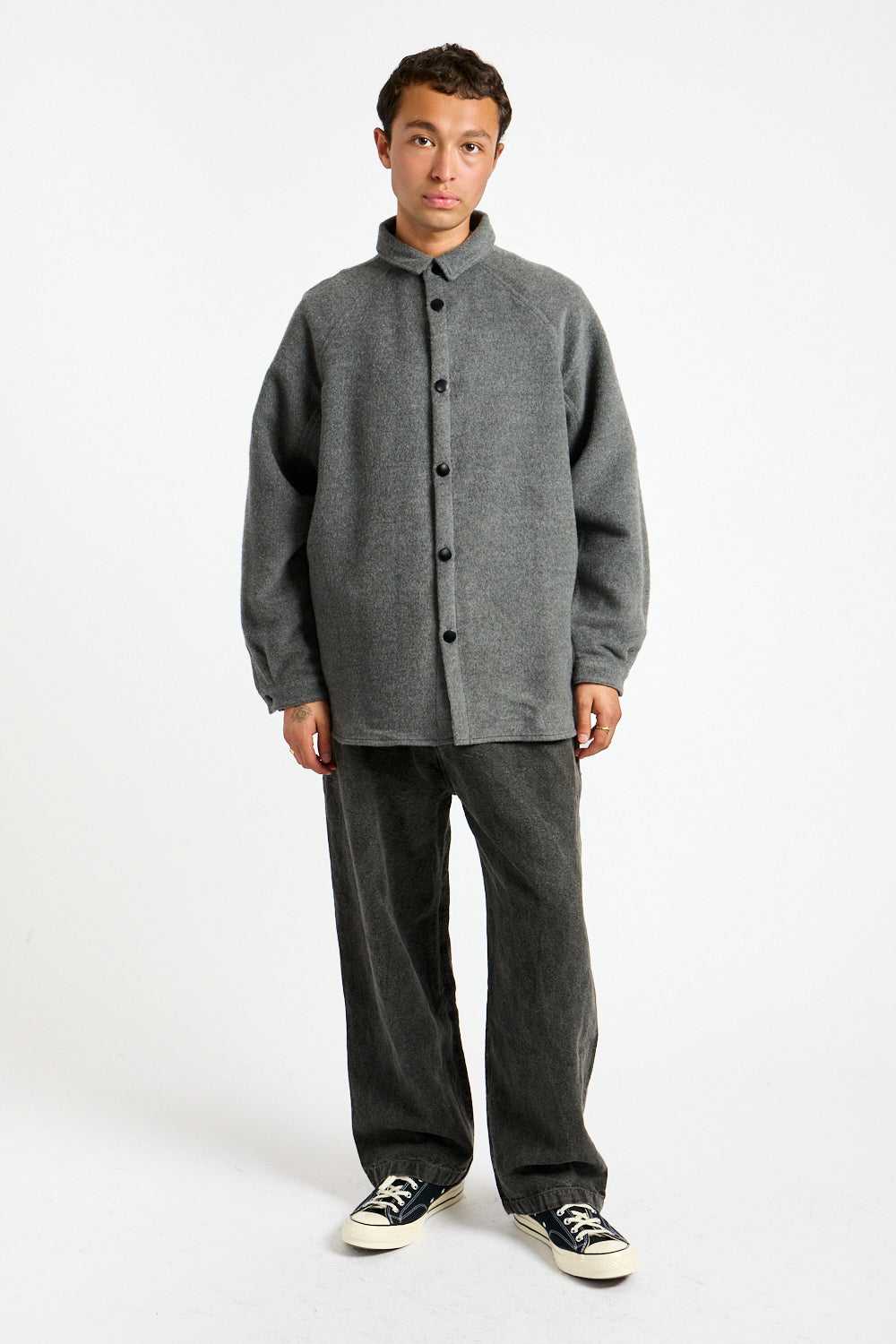 Wool Silk Camel Shirt in Ash