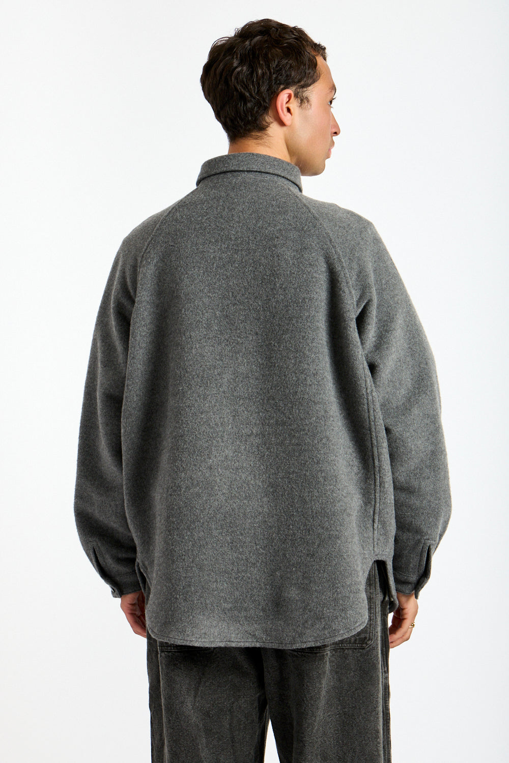 Wool Silk Camel Shirt in Ash