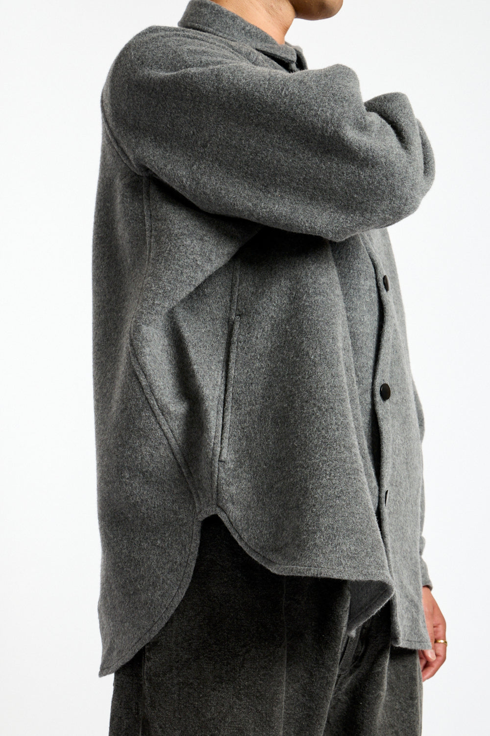 Wool Silk Camel Shirt in Ash