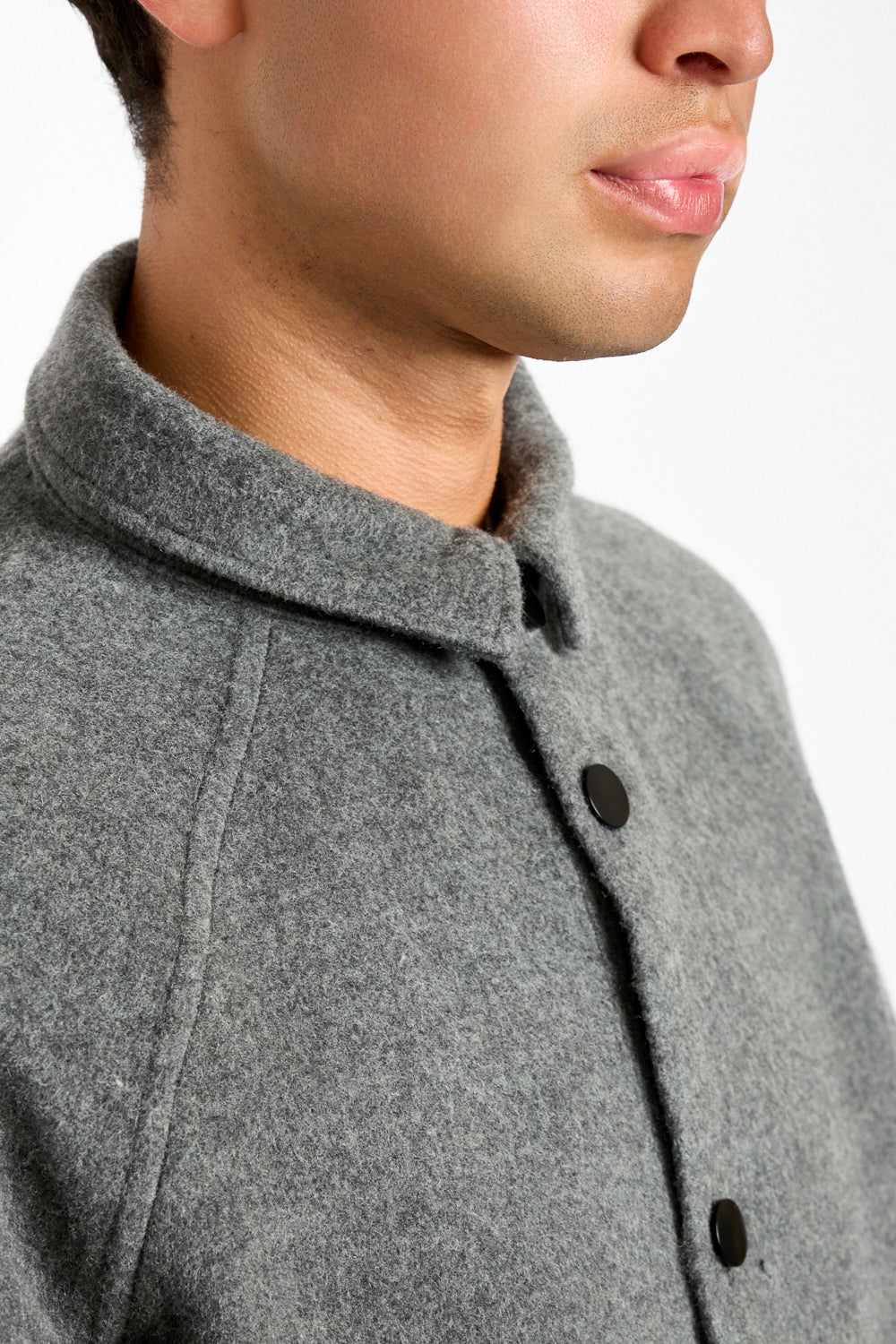 Wool Silk Camel Shirt in Ash
