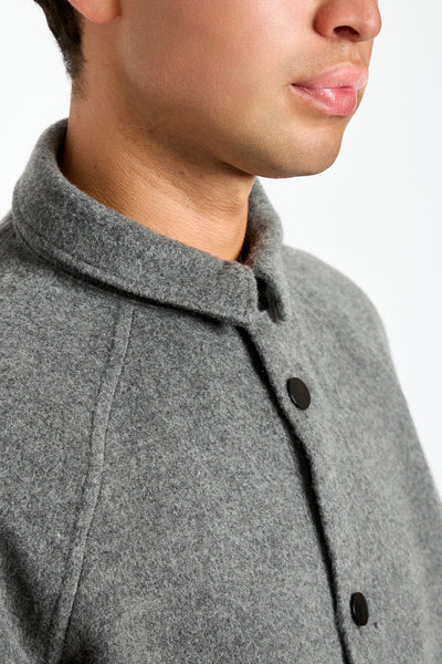 Wool Silk Camel Shirt in Ash
