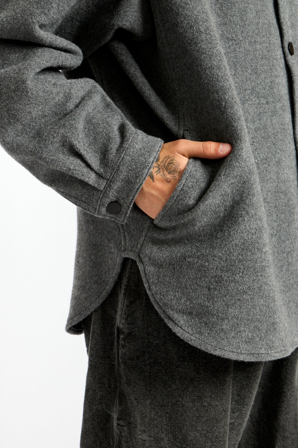 Wool Silk Camel Shirt in Ash