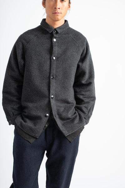 Wool Silk Camel Shirt in Dark Gray