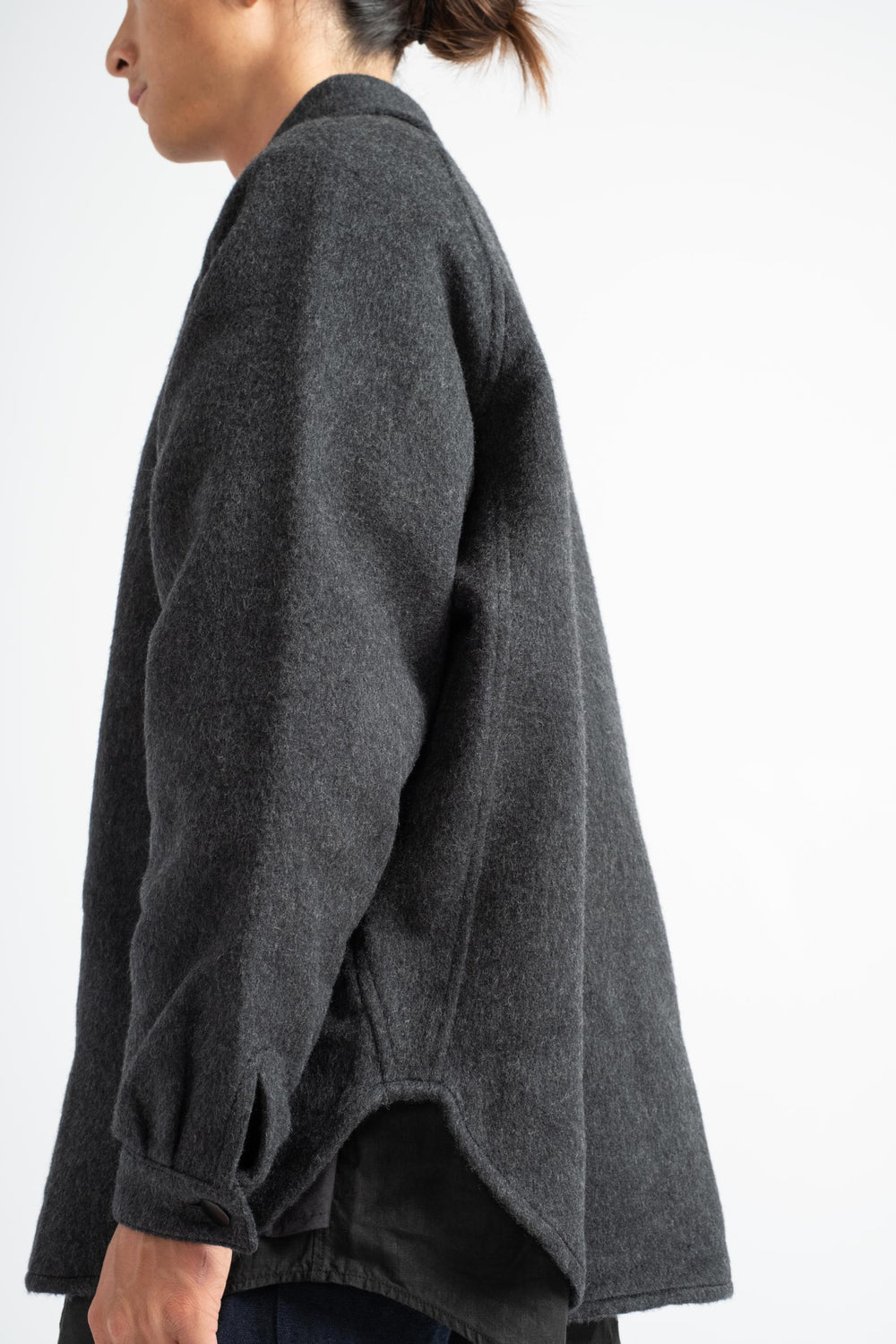 Wool Silk Camel Shirt in Dark Gray