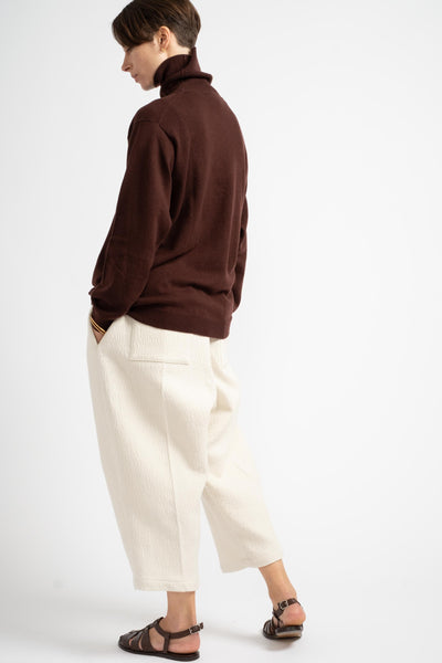 Relaxed Crop Pleat Pant in Italian Textured Wool Boucle