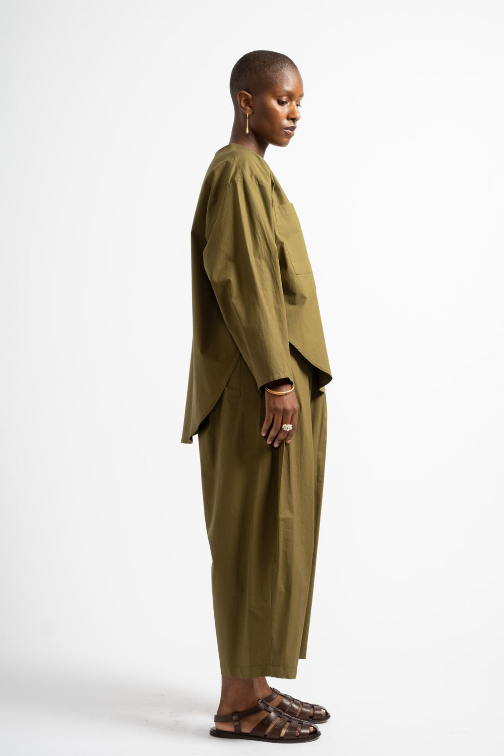 Voluminous Pleat Trouser in Army