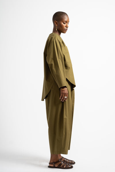 Voluminous Pleat Trouser in Army