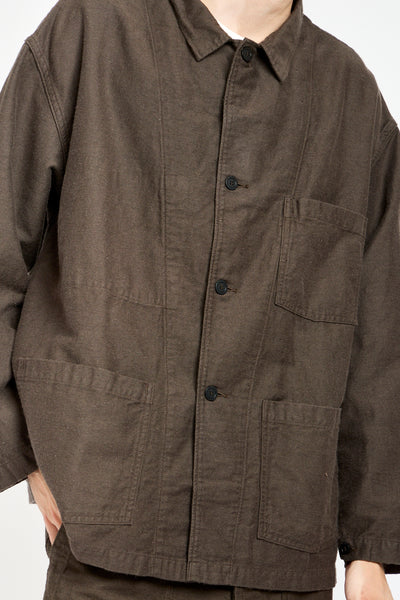 Cotton Linen Moleskin Relax Fit Simple Work Jacket in Charcoal Gray