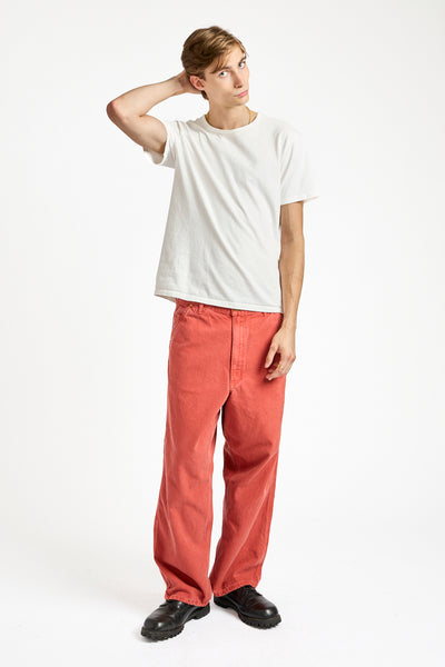 Dad's Fit Oxford Painter Pants in Red