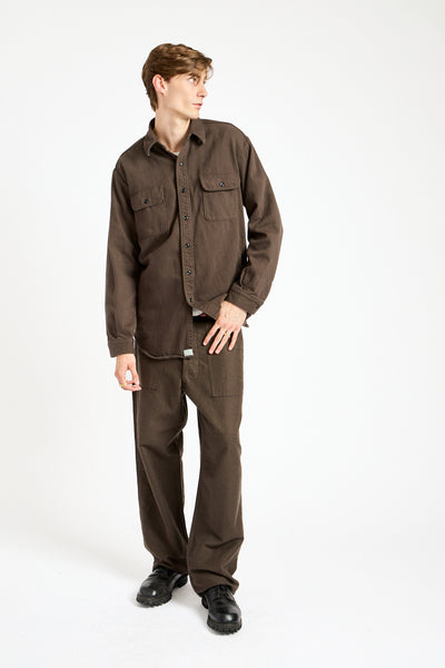 Organic Cotton Relax Fit Flannel Shirt in Coffee Brown