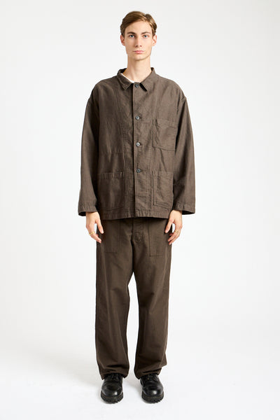 Relax Fit Cotton Linen Moleskin Fatigue Pants in Charcoal Gray