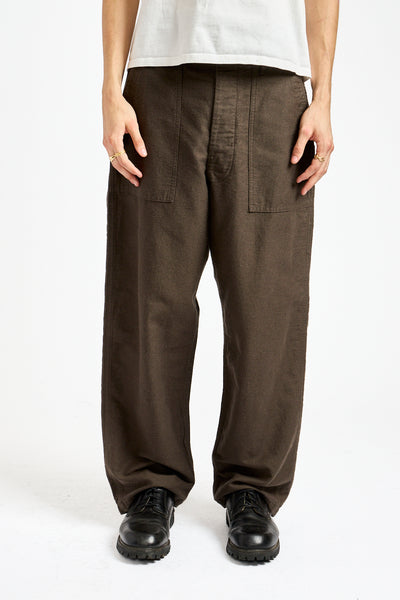 Relax Fit Cotton Linen Moleskin Fatigue Pants in Charcoal Gray