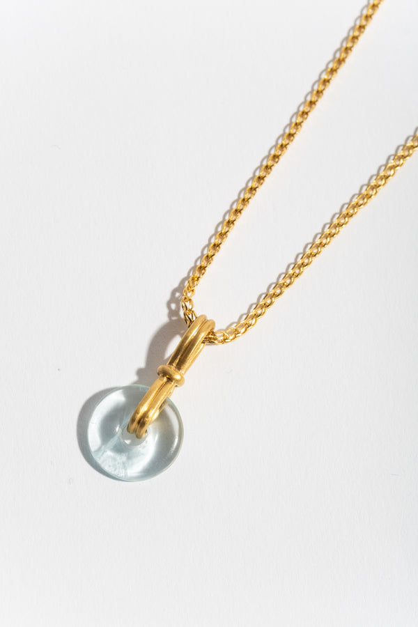 Baby Aquamarine Discus Pendant