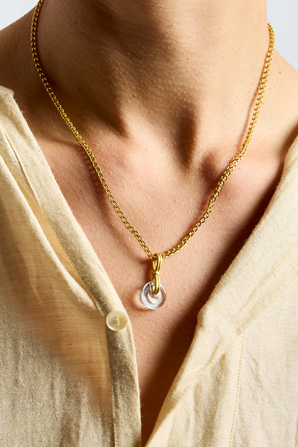 Baby Aquamarine Discus Pendant