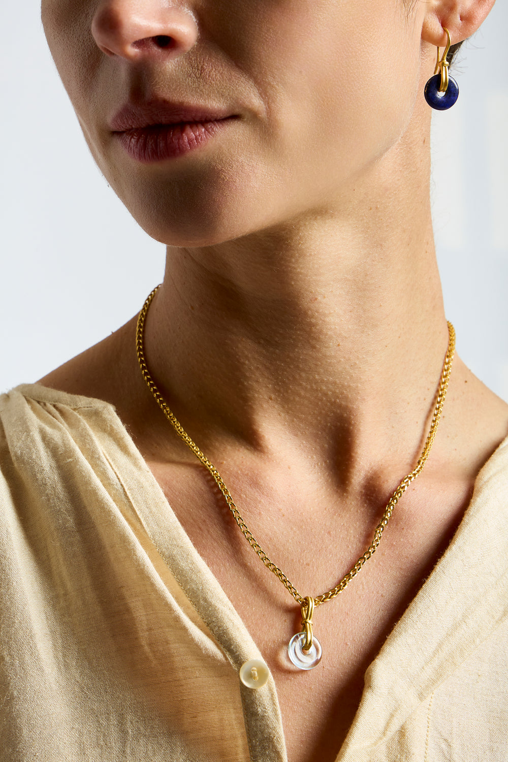 Baby Aquamarine Discus Pendant