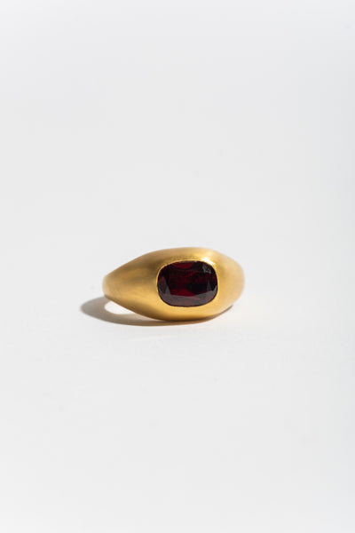 Faceted Spessartite Garnet Cushion Roz Ring