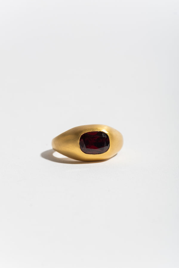 Faceted Spessartite Garnet Cushion Roz Ring