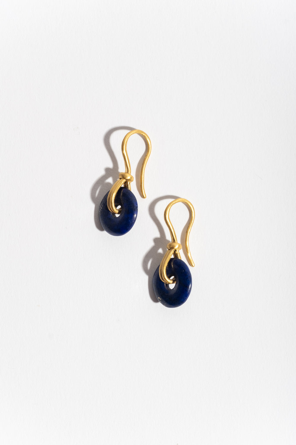 Small Lapis Discus Earrings