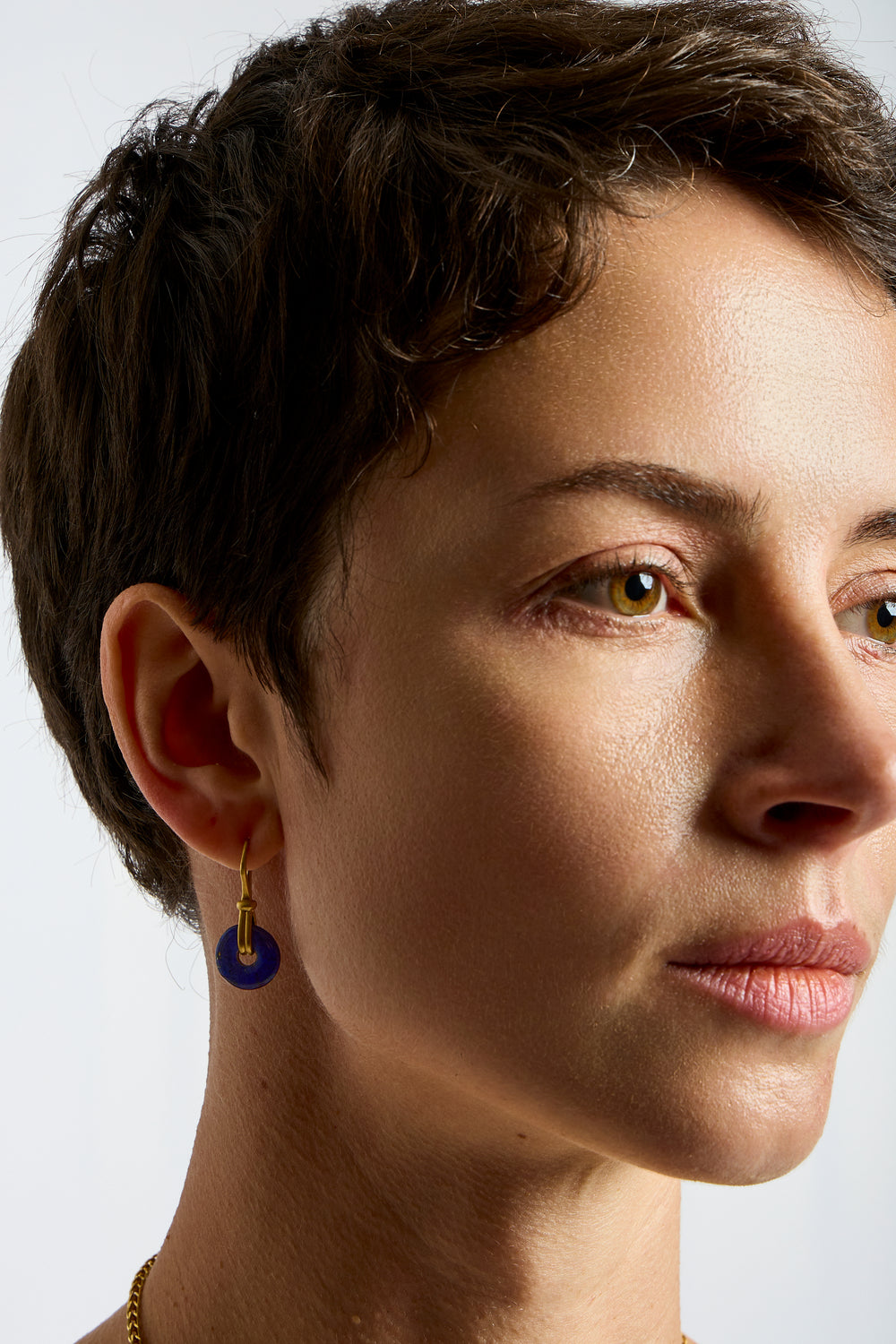 Small Lapis Discus Earrings