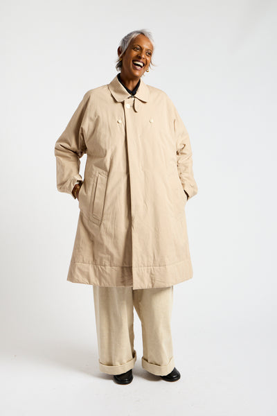 Padded Frock Coat in Tea Beige
