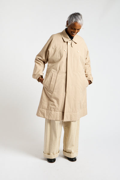 Padded Frock Coat in Tea Beige