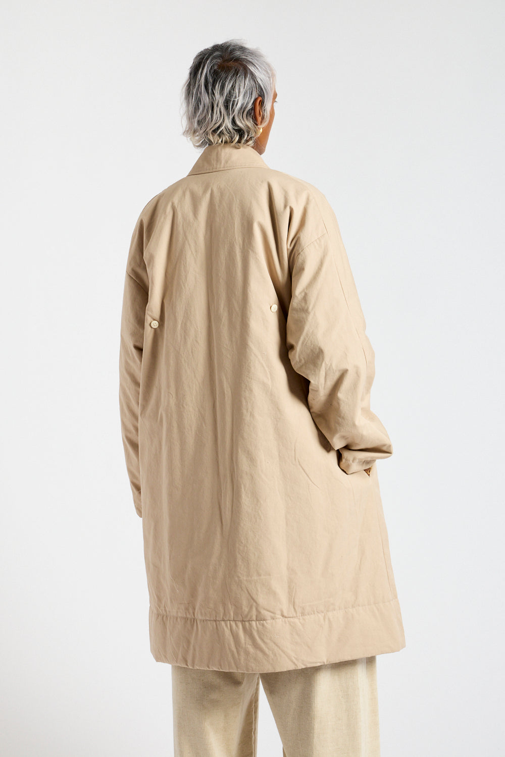 Padded Frock Coat in Tea Beige