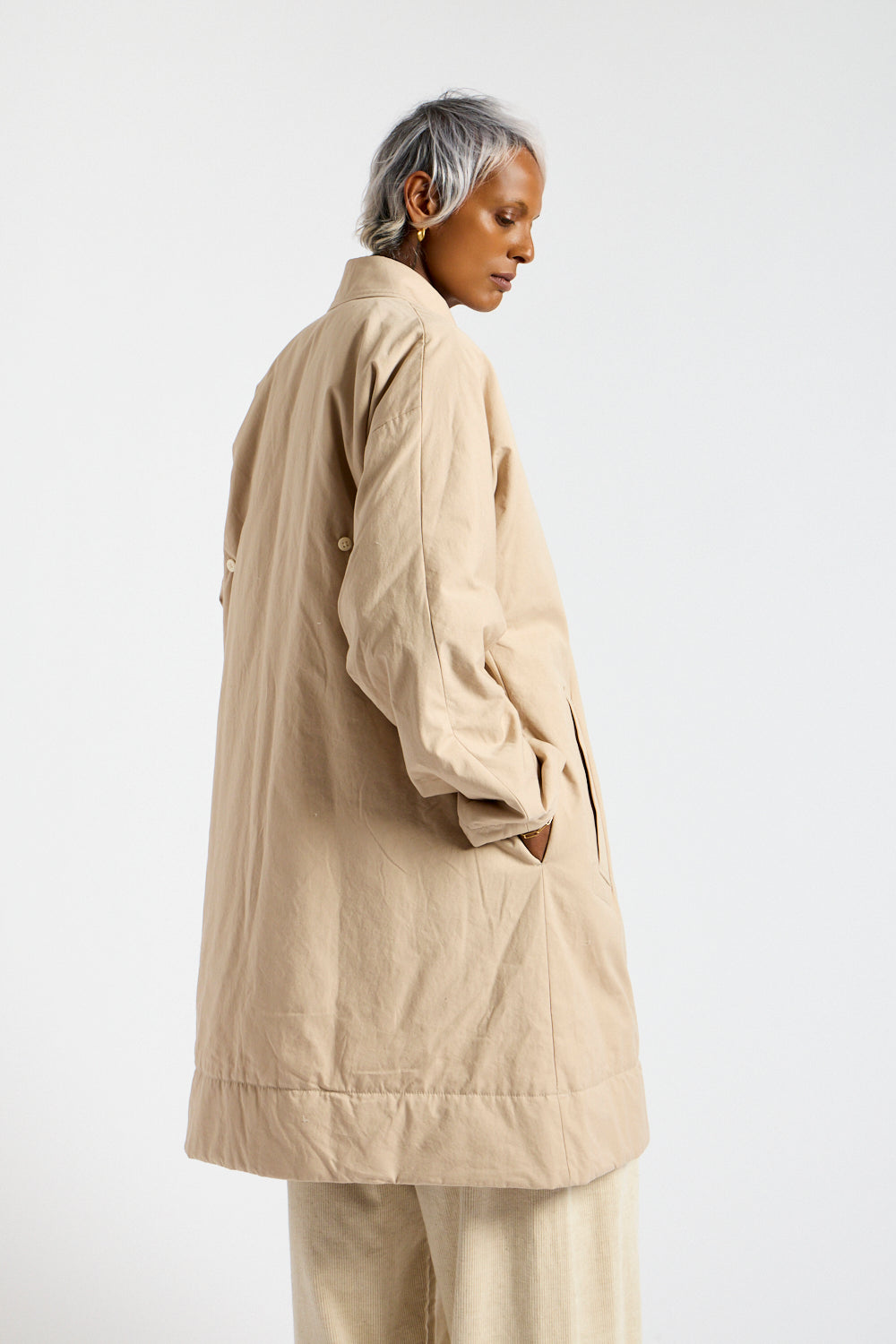 Padded Frock Coat in Tea Beige