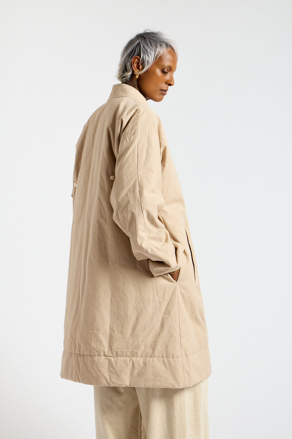 Padded Frock Coat in Tea Beige