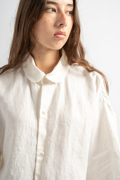 Round Collar 3/4 Sleeve Shirt in Off White