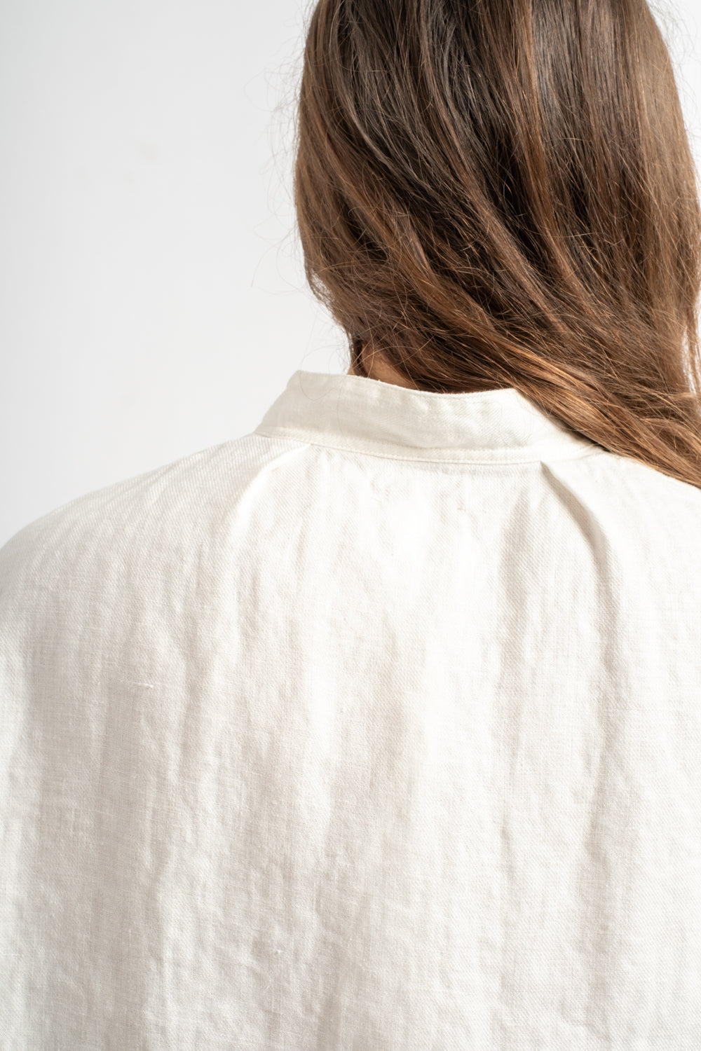 Round Collar 3/4 Sleeve Shirt in Off White