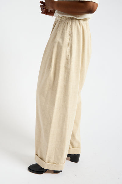Very Wide Cricket Trousers in Ecru