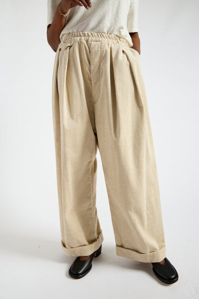 Very Wide Cricket Trousers in Ecru